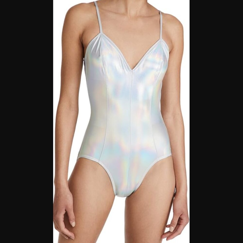 Norma Kamali Wonderwoman Mio One Piece Swimsuit in Hologram Size XL NWT